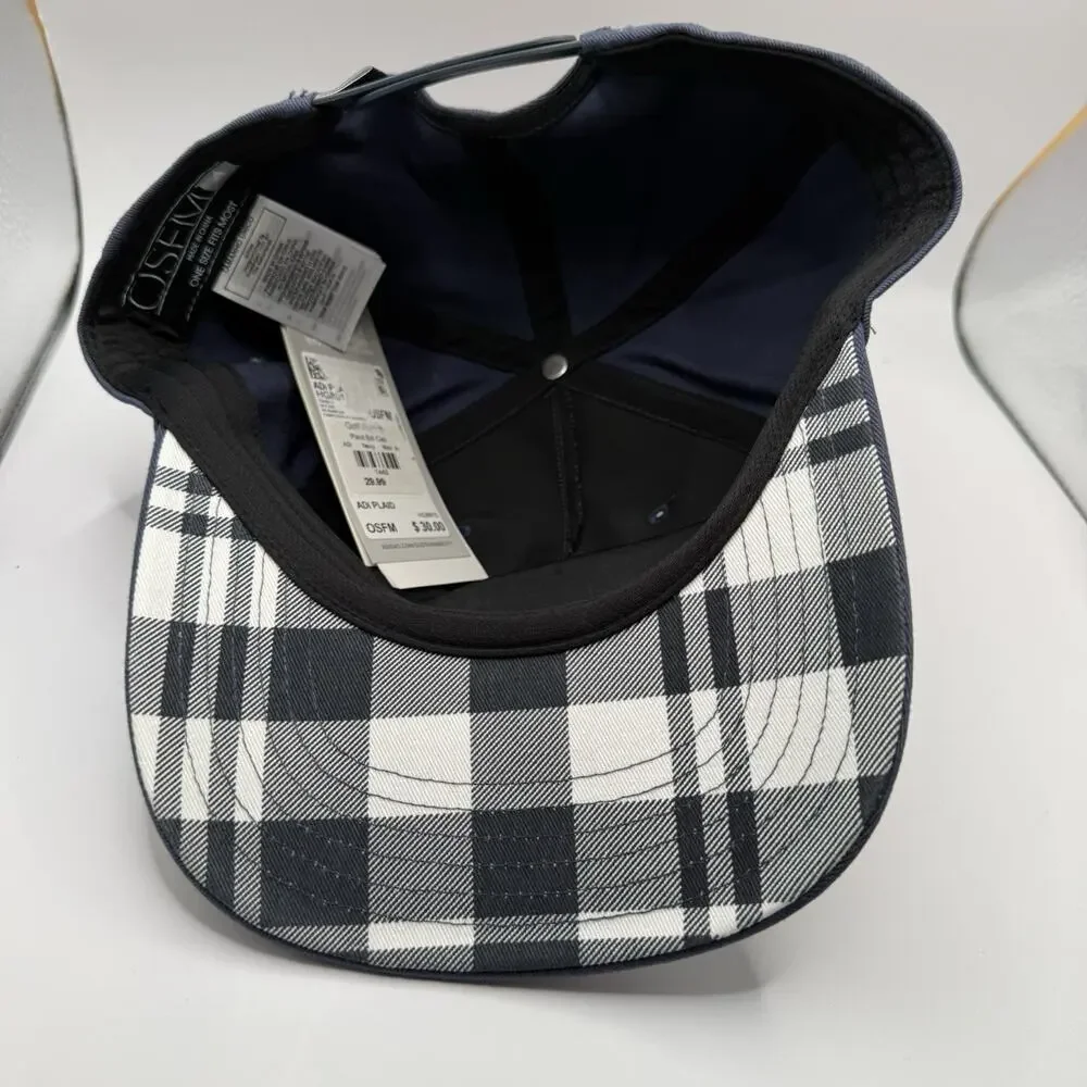 Addias Golf‎ Hat Cap ADI Plaid Navy OSFM Snapback Golf Golfing Outdoors.